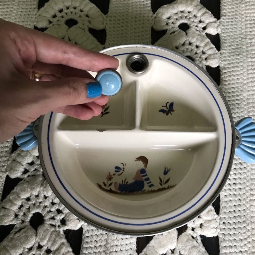 Vintage Majestic Glass/Metal Baby Portion Plate